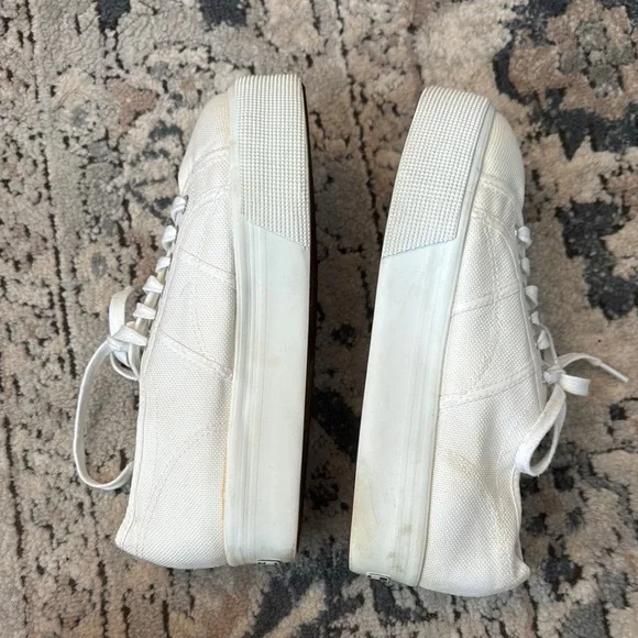 Superga White Canvas 2750 platform Lace-Up Sneakers size 39 - Picture 4 of 7